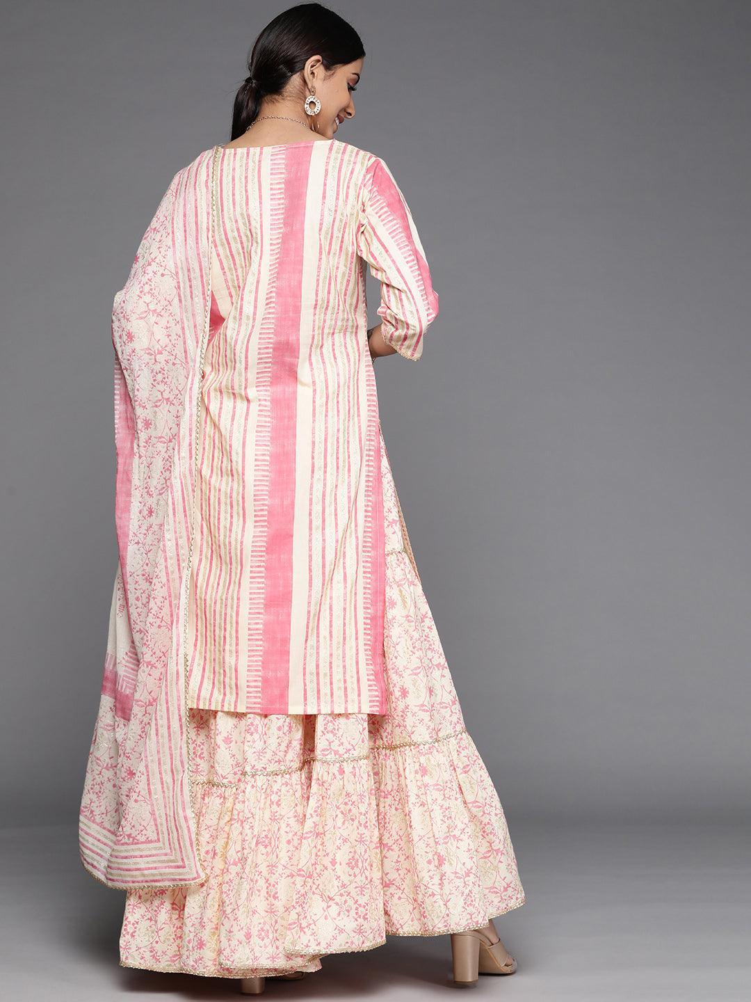 Pink Printed Cotton Suit Set - ShopLibas 