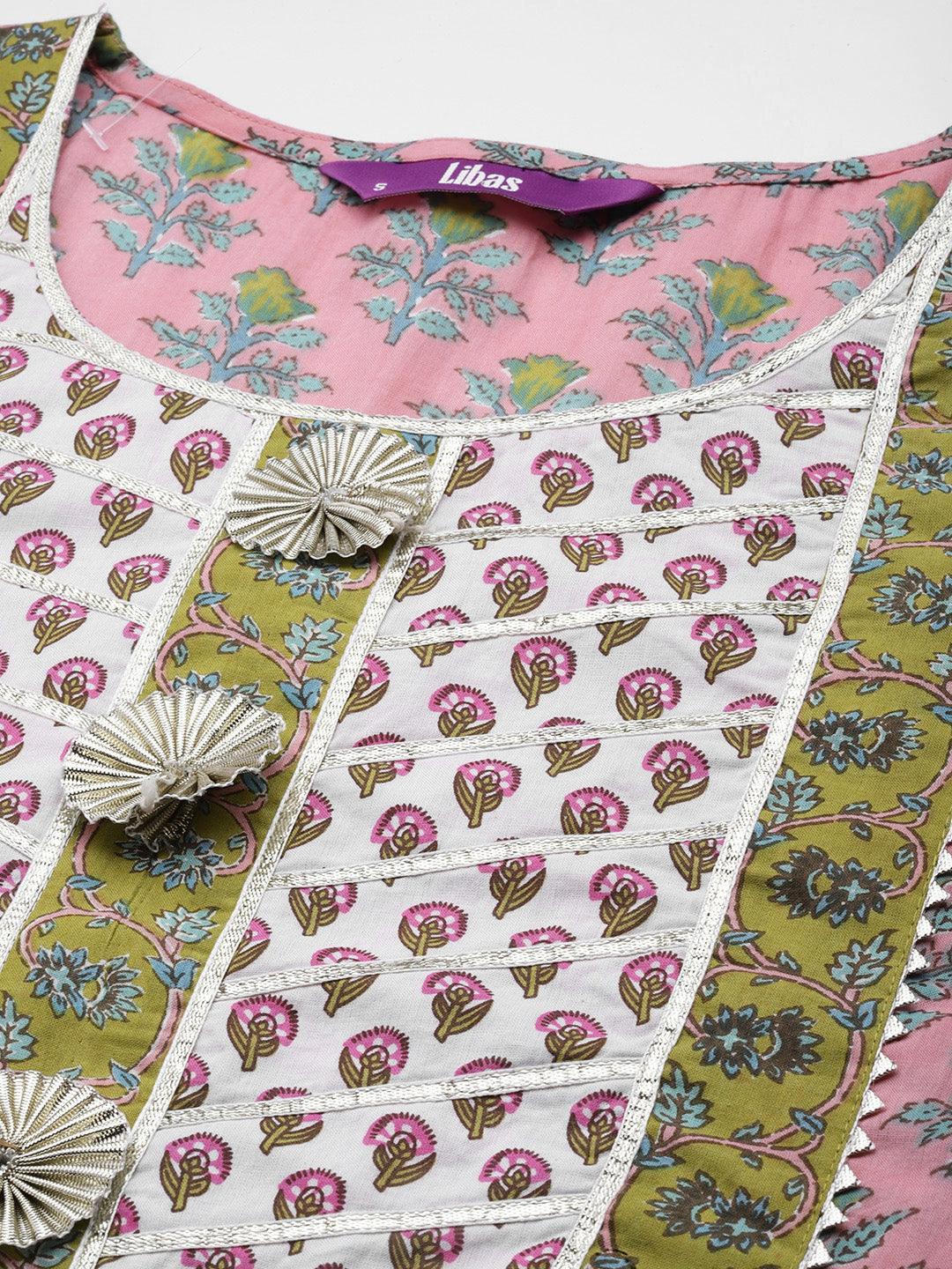 Pink Printed Cotton Suit Set - ShopLibas