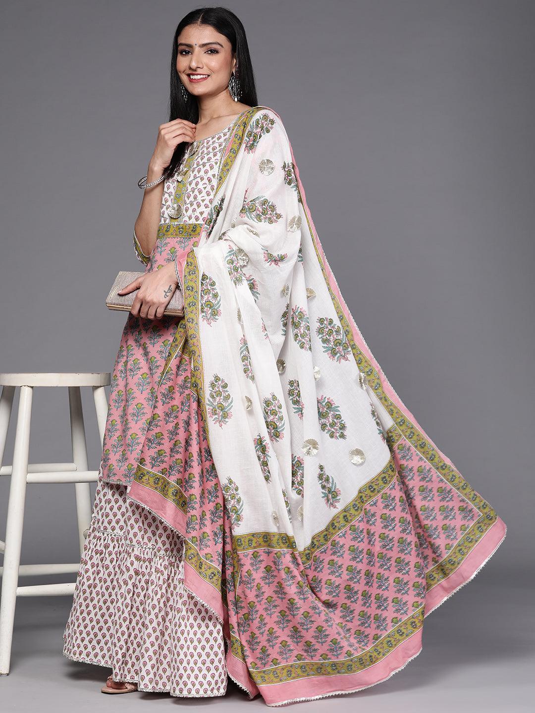 Pink Printed Cotton Suit Set - ShopLibas