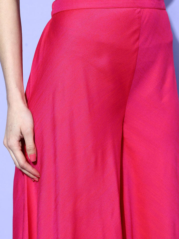 Fuchsia Self Design Silk Blend 3 Piece Co-Ords