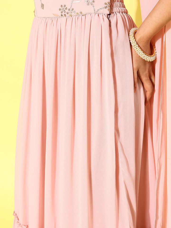 Pink Embellished Georgette Lehenga Choli