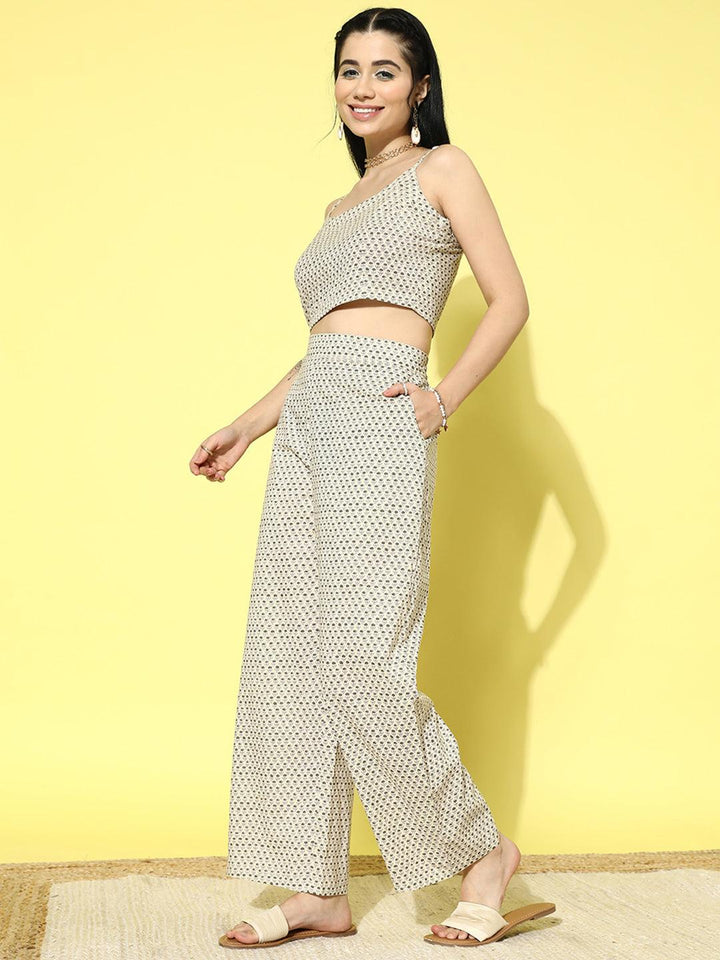 Yellow Printed Cotton 3 Piece Co-Ords