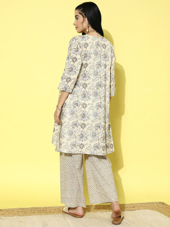 Yellow Printed Cotton 3 Piece Co-Ords