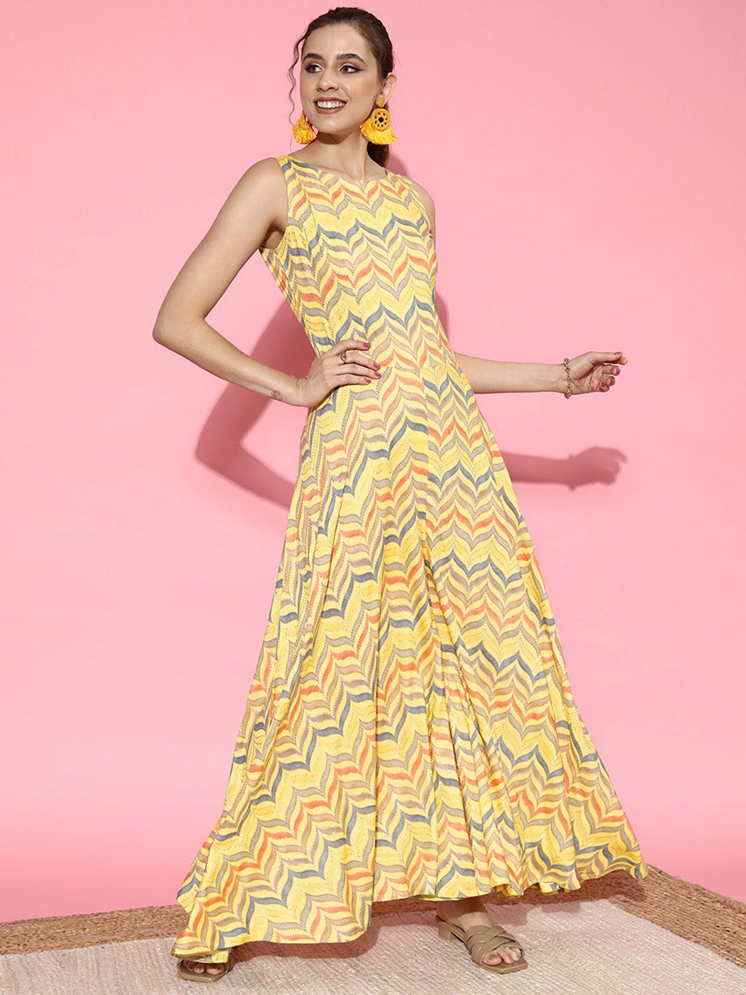 Yellow Printed Rayon Jumpsuit - ShopLibas