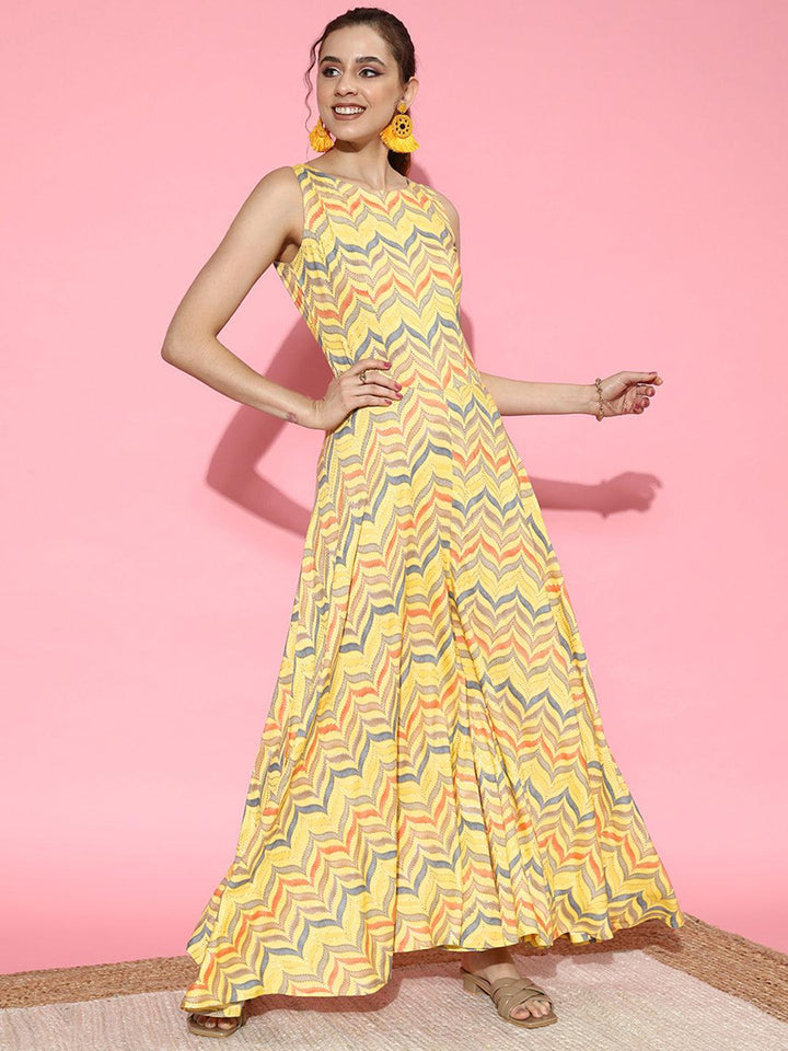 Yellow Printed Rayon Jumpsuit - ShopLibas