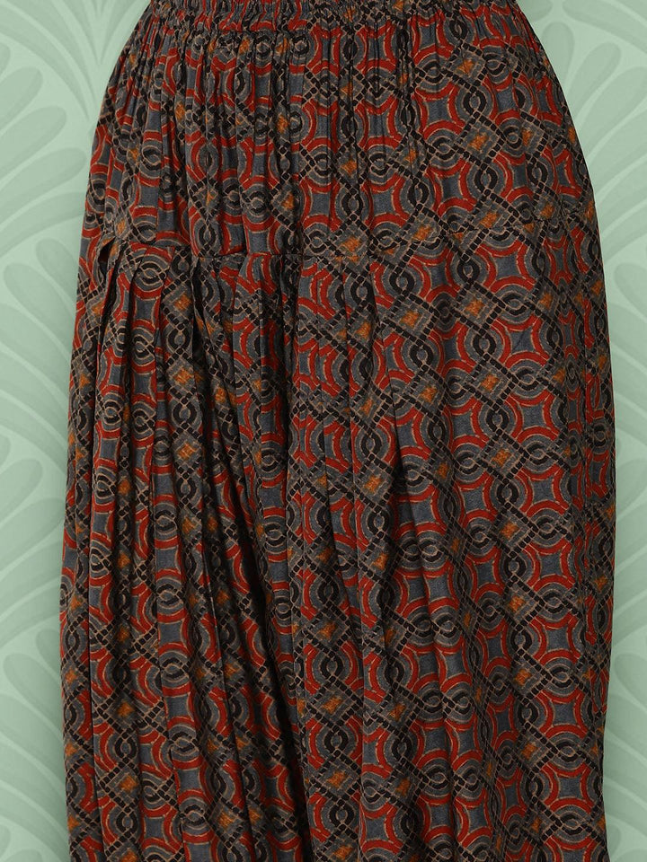 Blue Printed Silk Blend Straight Kurta With Salwar & Dupatta - ShopLibas