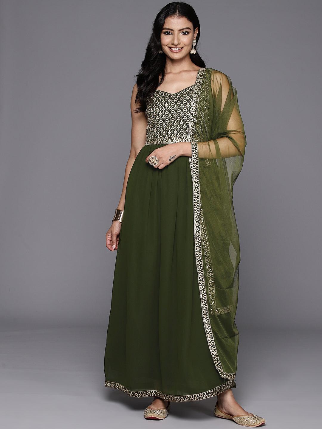 Buy Olive Embroidered Georgette Anarkali Suit With Dupatta Online in USA at $73.00 | Libas Buy Olive Embroidered Georgette Anarkali Suit With Dupatta Online in USA at $73.00 | Libas