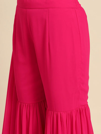 Pink Embellished Georgette Ready to Wear Saree - ShopLibas