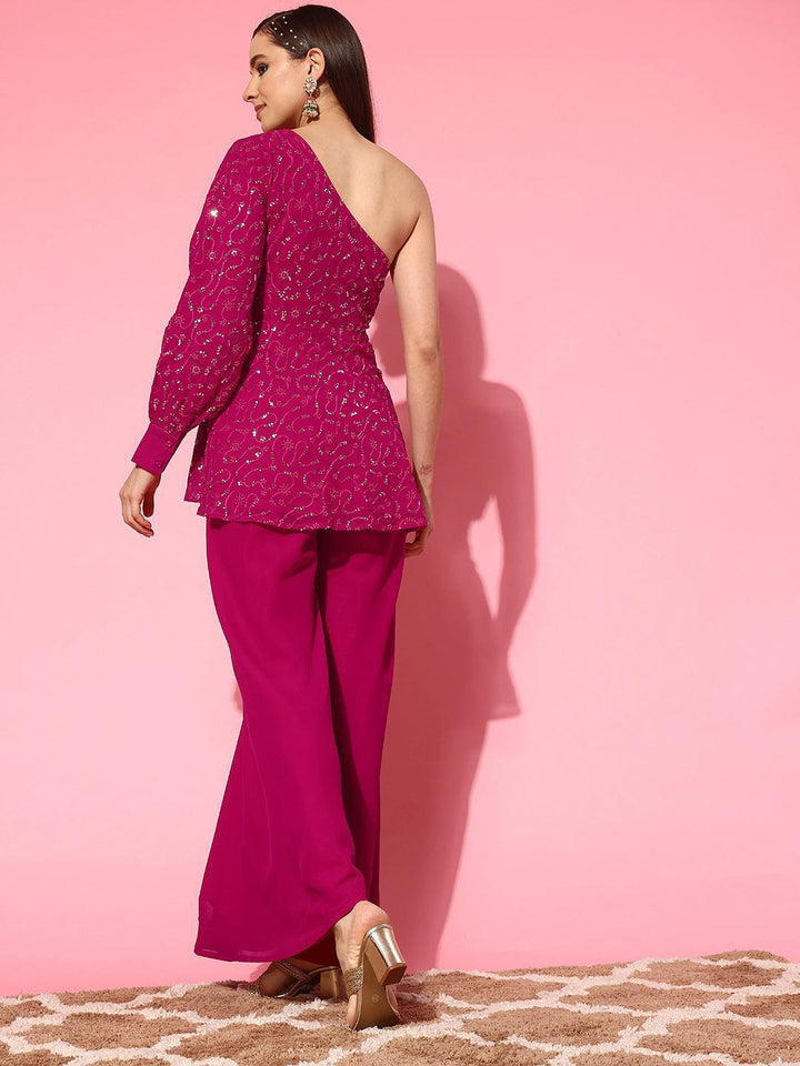 Pink Embellished Georgette Co-Ords