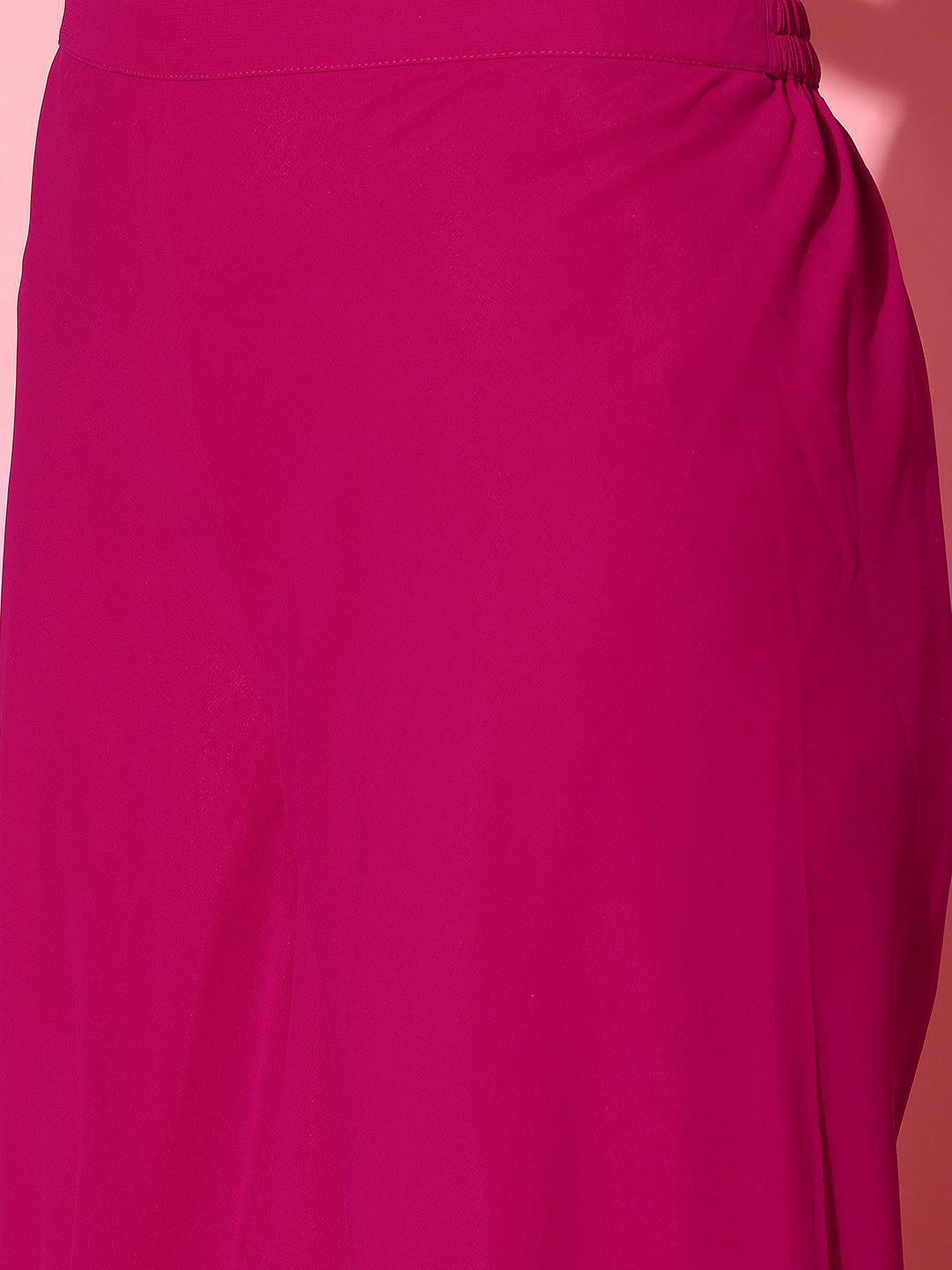 Pink Embellished Georgette Tunic With Palazzos - ShopLibas 