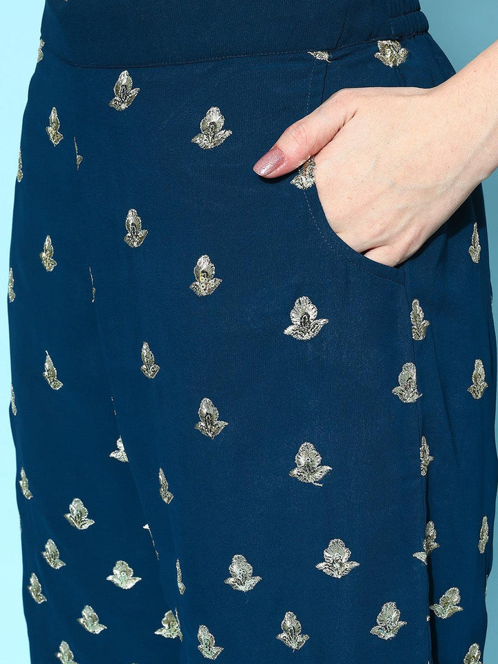 Blue Georgette Embellished Co-Ords - ShopLibas
