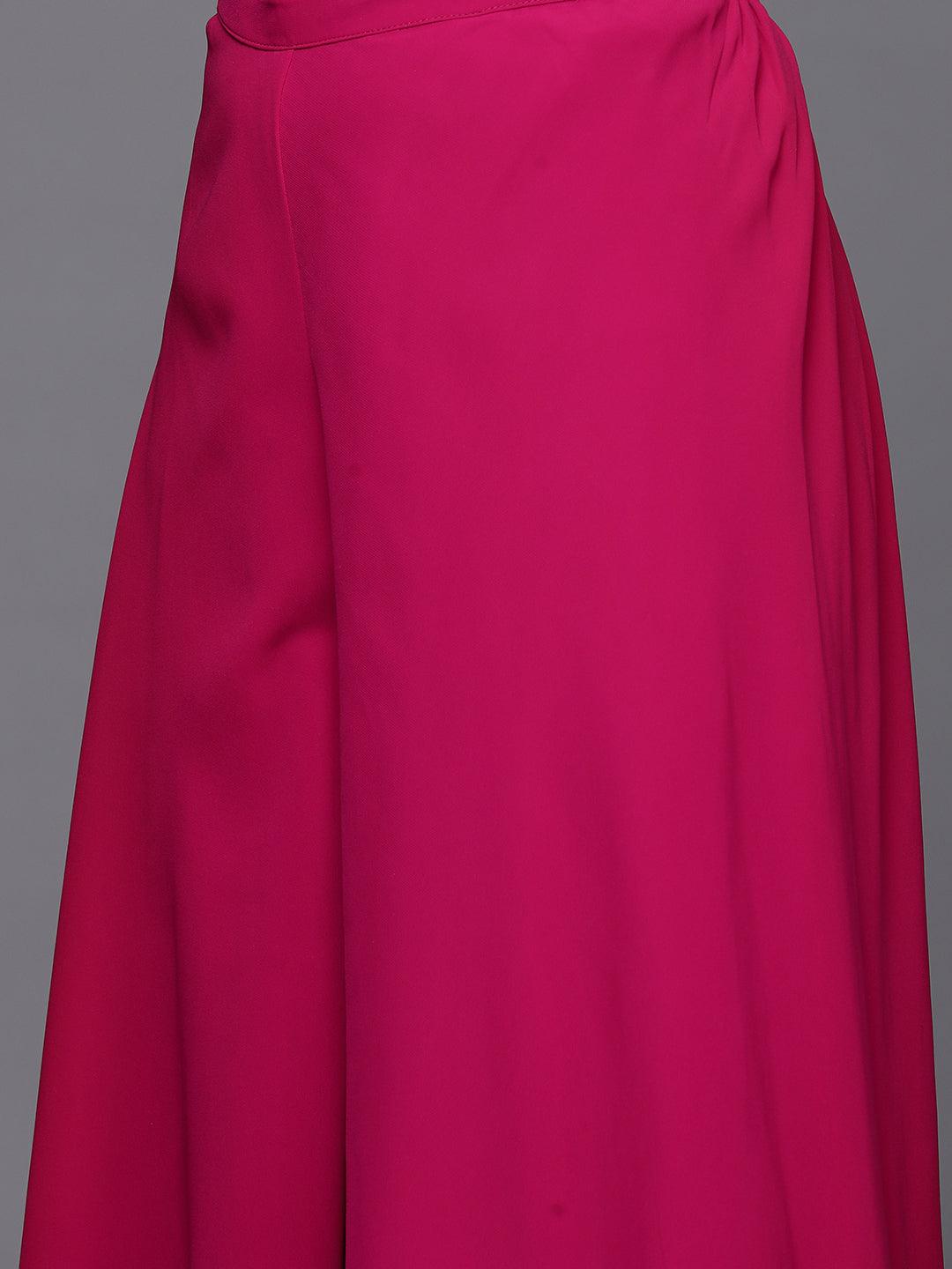 Pink Embellished Georgette Tunic With Palazzos - ShopLibas 