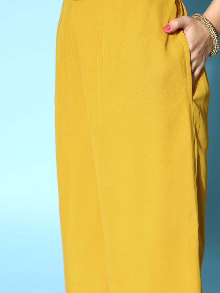 Mustard Embroidered Georgette Anarkali Kurta Set - ShopLibas