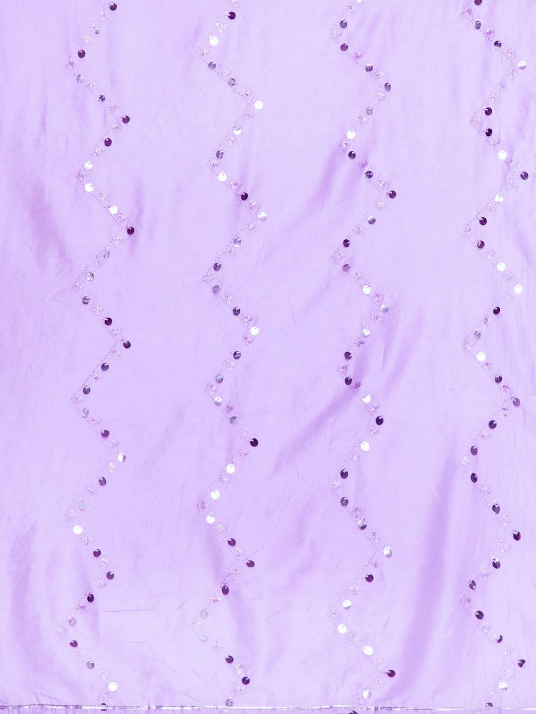 Lavender Yoke Design Silk Blend Straight Kurta With Trousers & Dupatta - ShopLibas