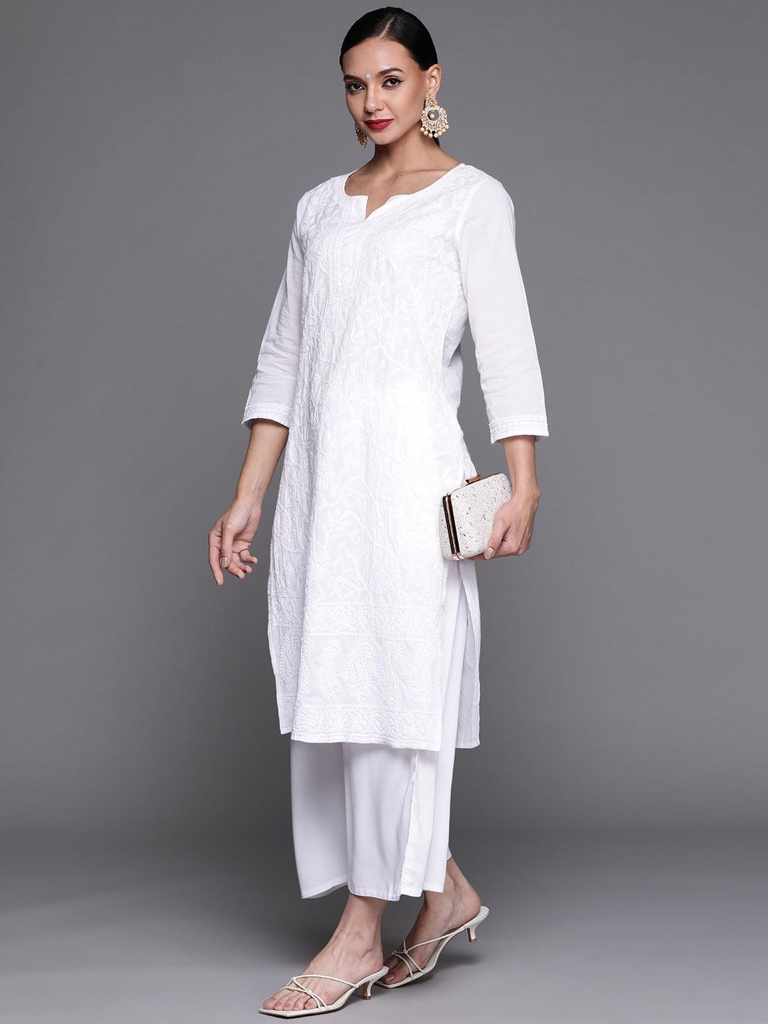 White Solid Rayon Palazzos - ShopLibas 