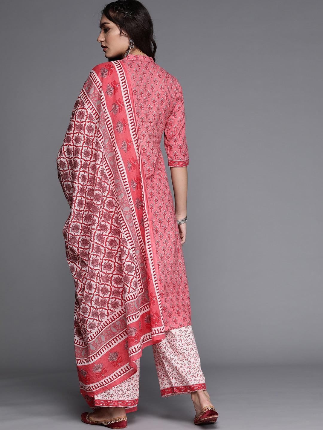 Pink Printed Cotton Suit Set - ShopLibas