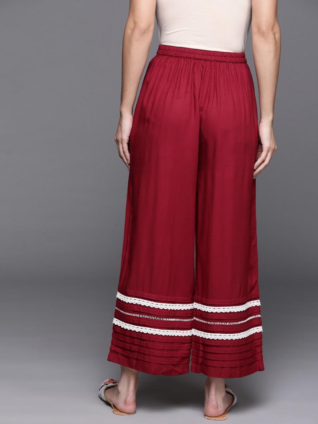 Maroon Hem Design Rayon Palazzos - ShopLibas 