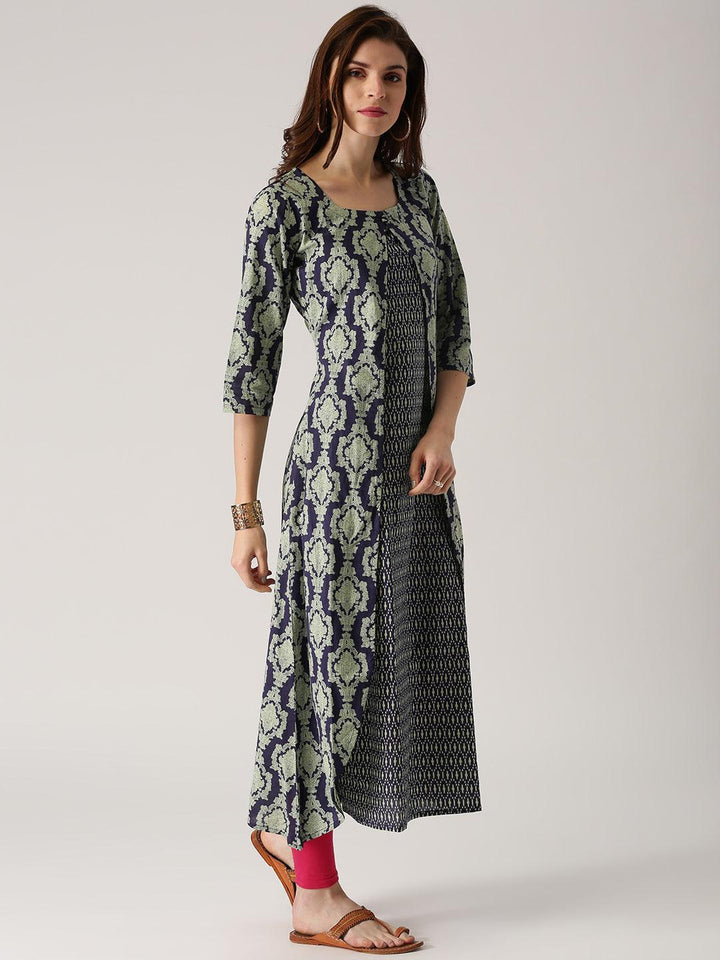 Blue Printed Cotton Kurta - ShopLibas
