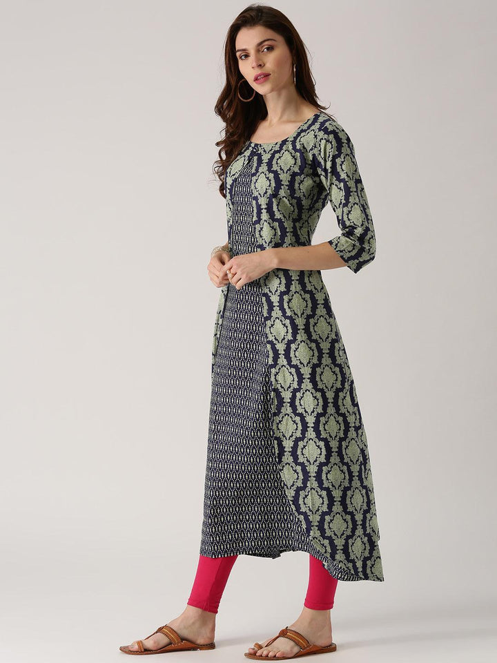 Blue Printed Cotton Kurta - ShopLibas