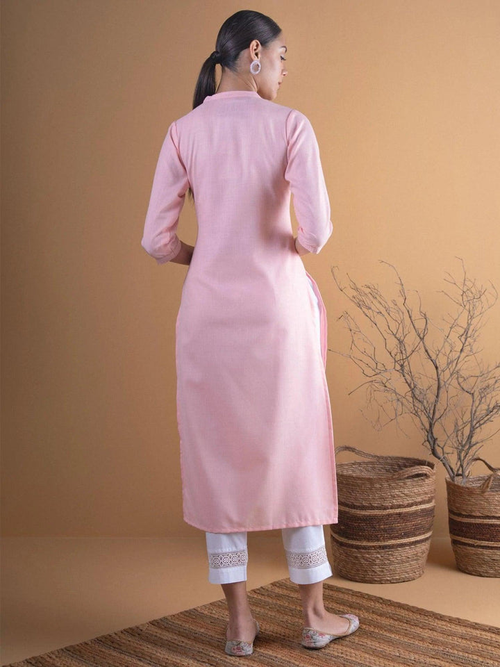 Pink Solid Cotton Kurta - ShopLibas