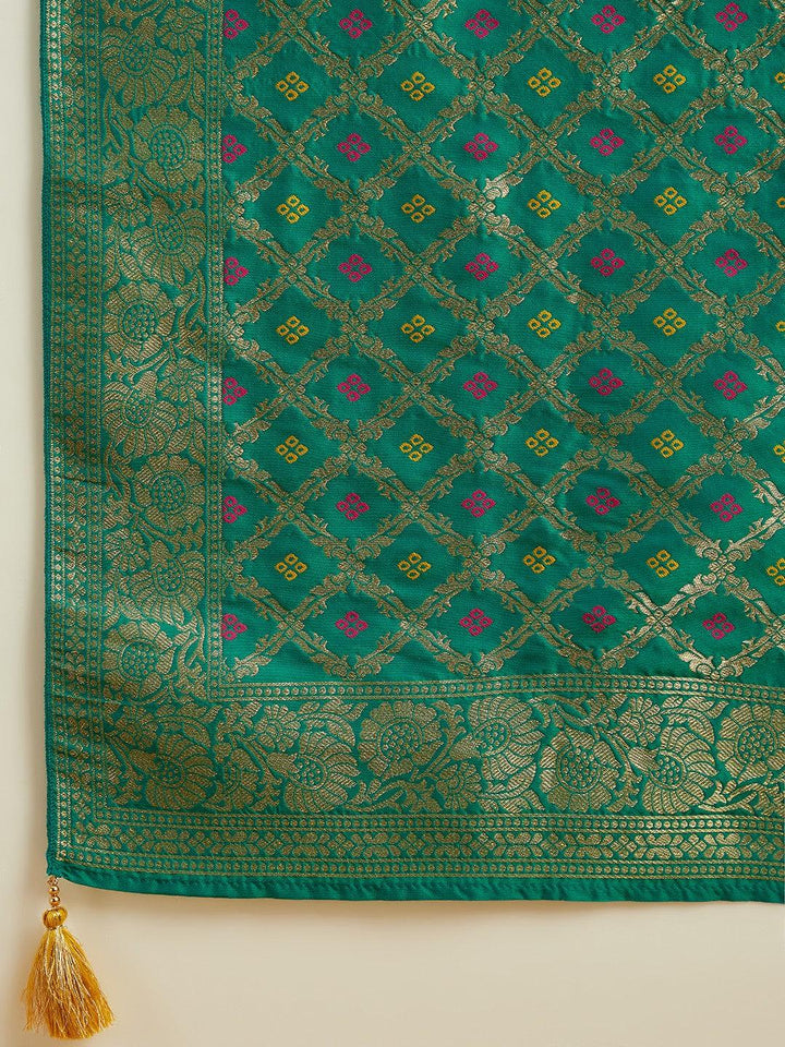Yellow Embroidered Silk Blend Straight Suit With Dupatta