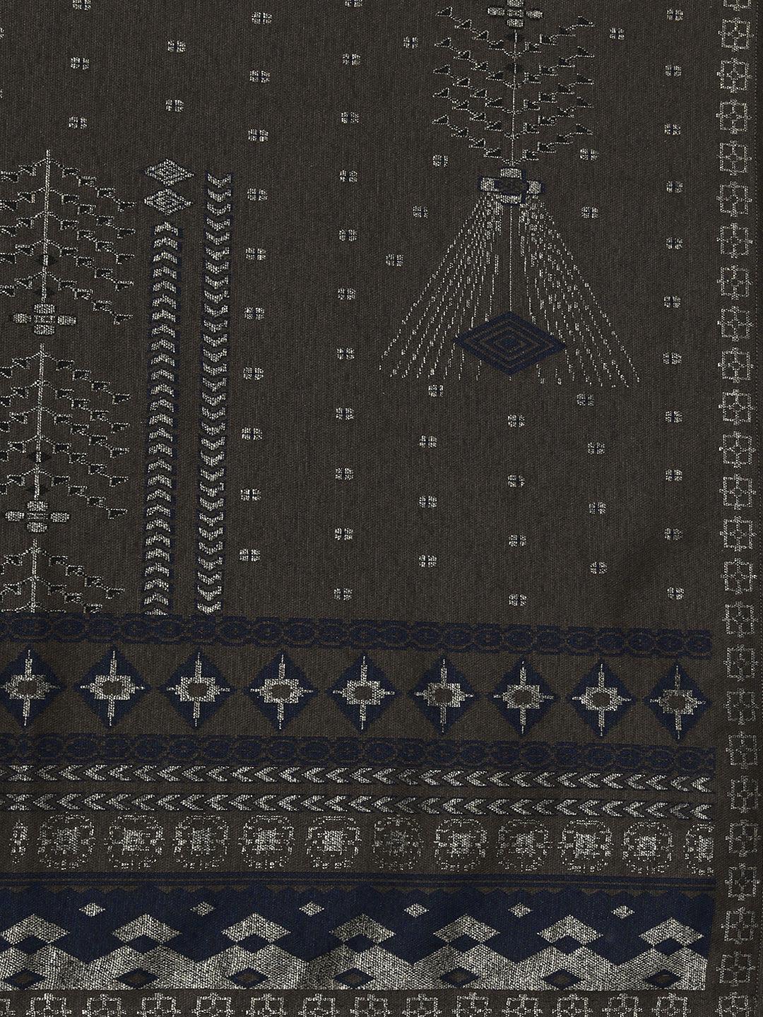 Brown Woven Design Wool Blend Straight Kurta With Trousers & Dupatta - ShopLibas