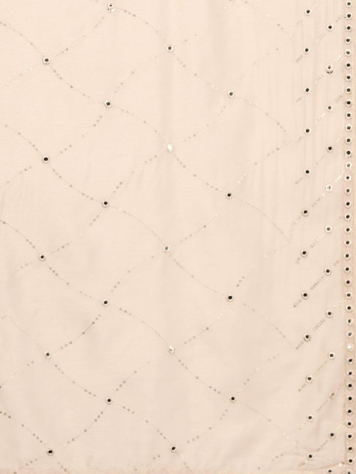 Libas Art Beige Embroidered Silk Blend Straight Kurta With Palazzos & Dupatta - ShopLibas