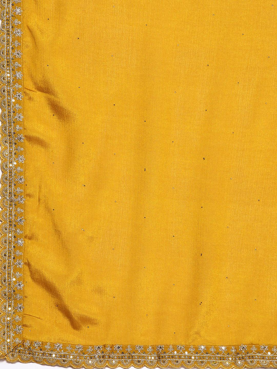 Mustard Yoke Design Silk Blend Straight Kurta With Palazzos & Dupatta - ShopLibas 