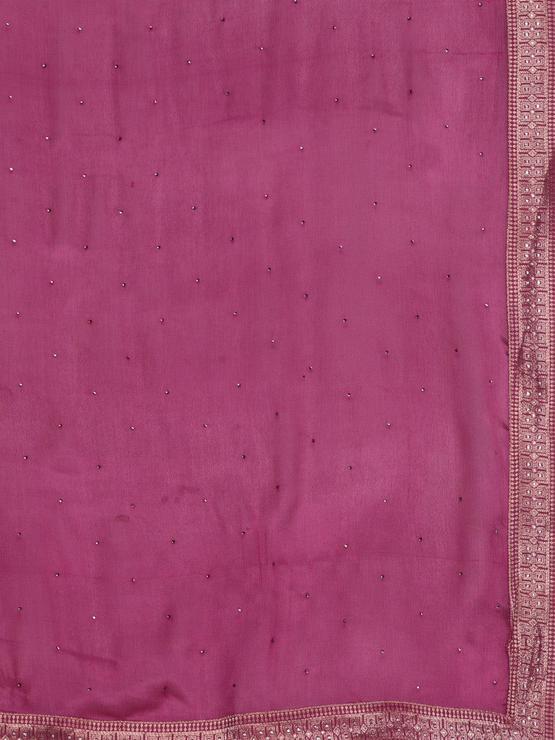 Maroon Woven Design Silk Blend Straight Kurta With Trousers & Dupatta - ShopLibas