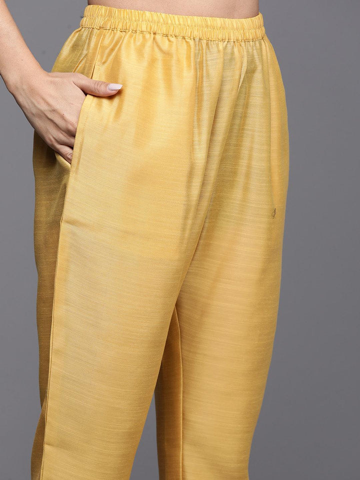 Yellow Embroidered Chanderi Silk Straight Suit With Dupatta