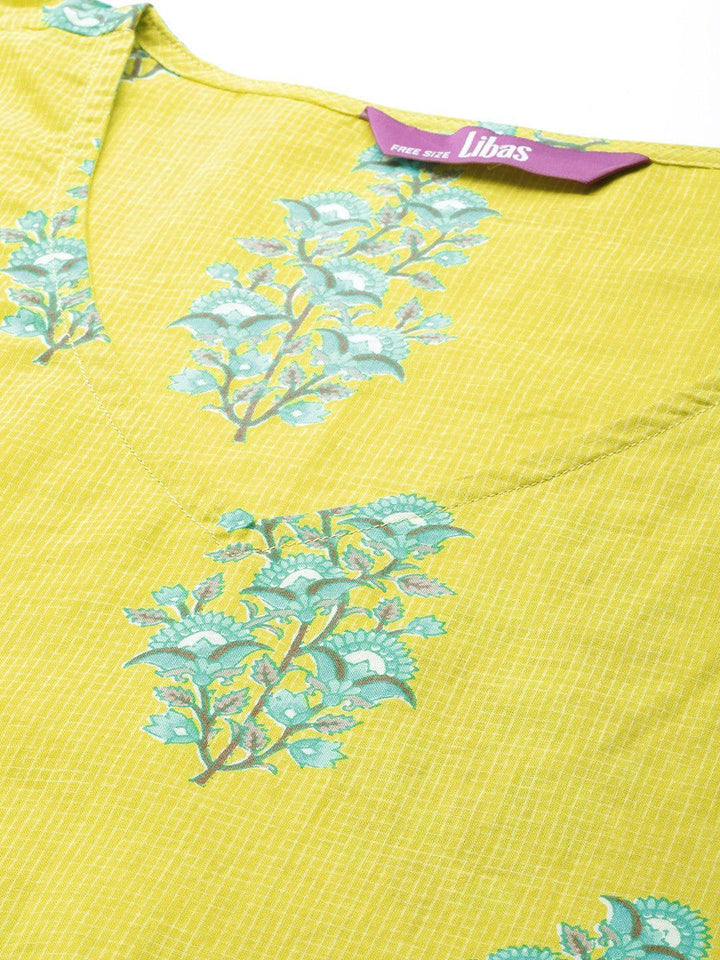 Green Cotton Printed Kaftan Nightdress - ShopLibas