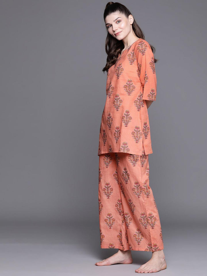 Coral Printed Cotton Night Suit - ShopLibas