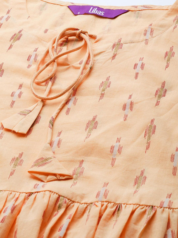 Orange Printed Cotton Night Suit - ShopLibas