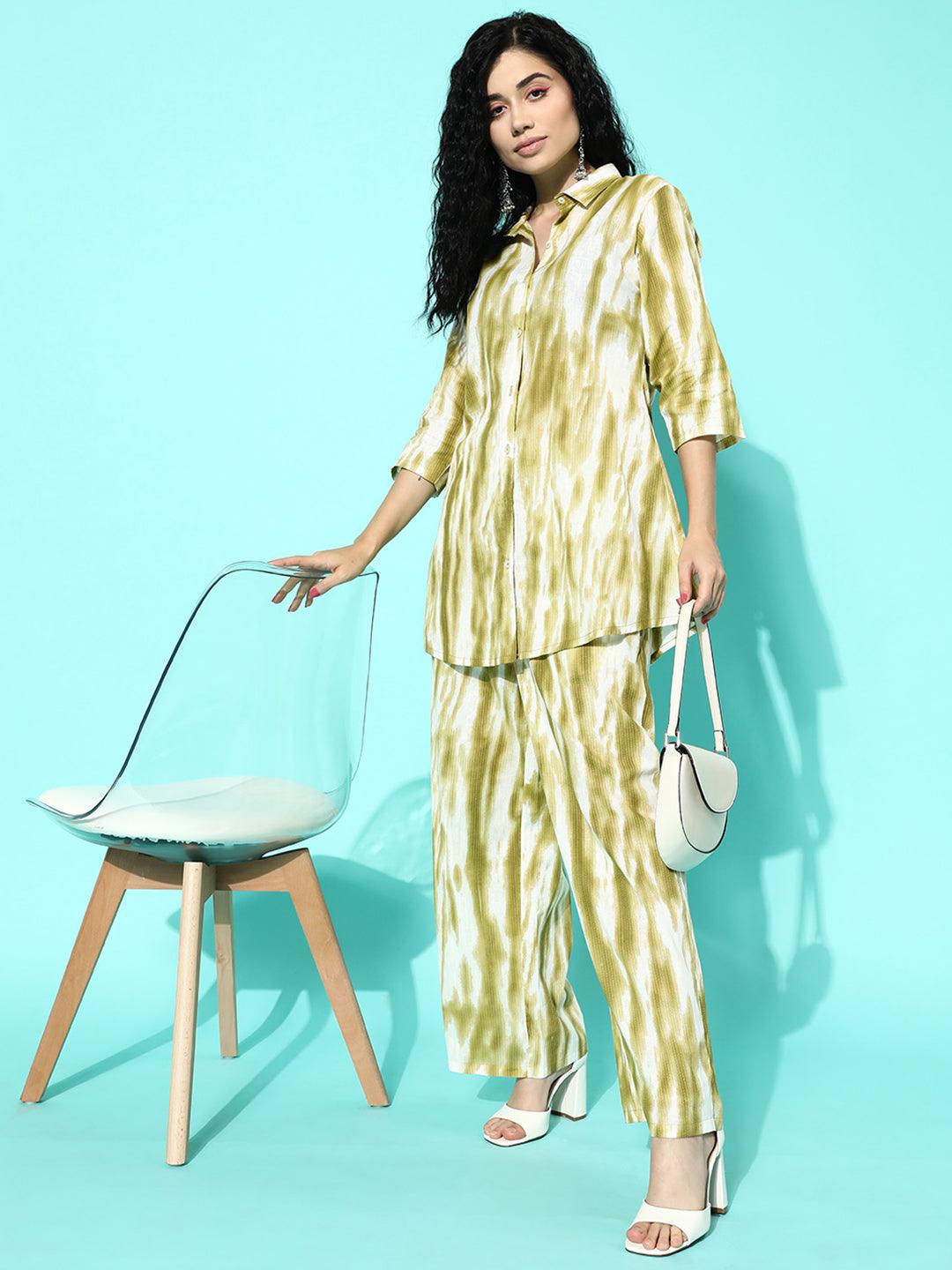 Olive Printed Cotton Night Suit - ShopLibas