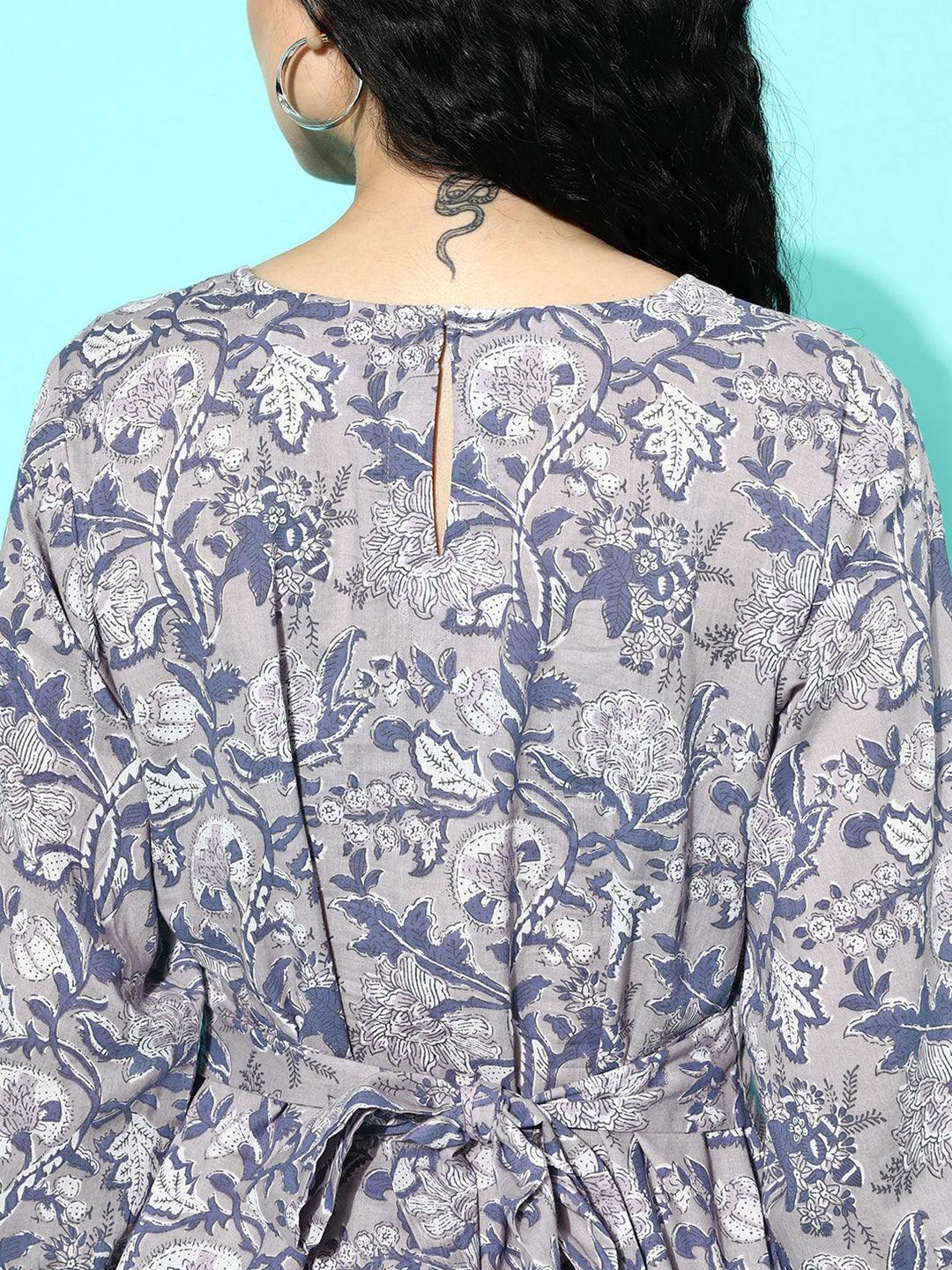 Grey Printed Cotton Night Suit - ShopLibas 