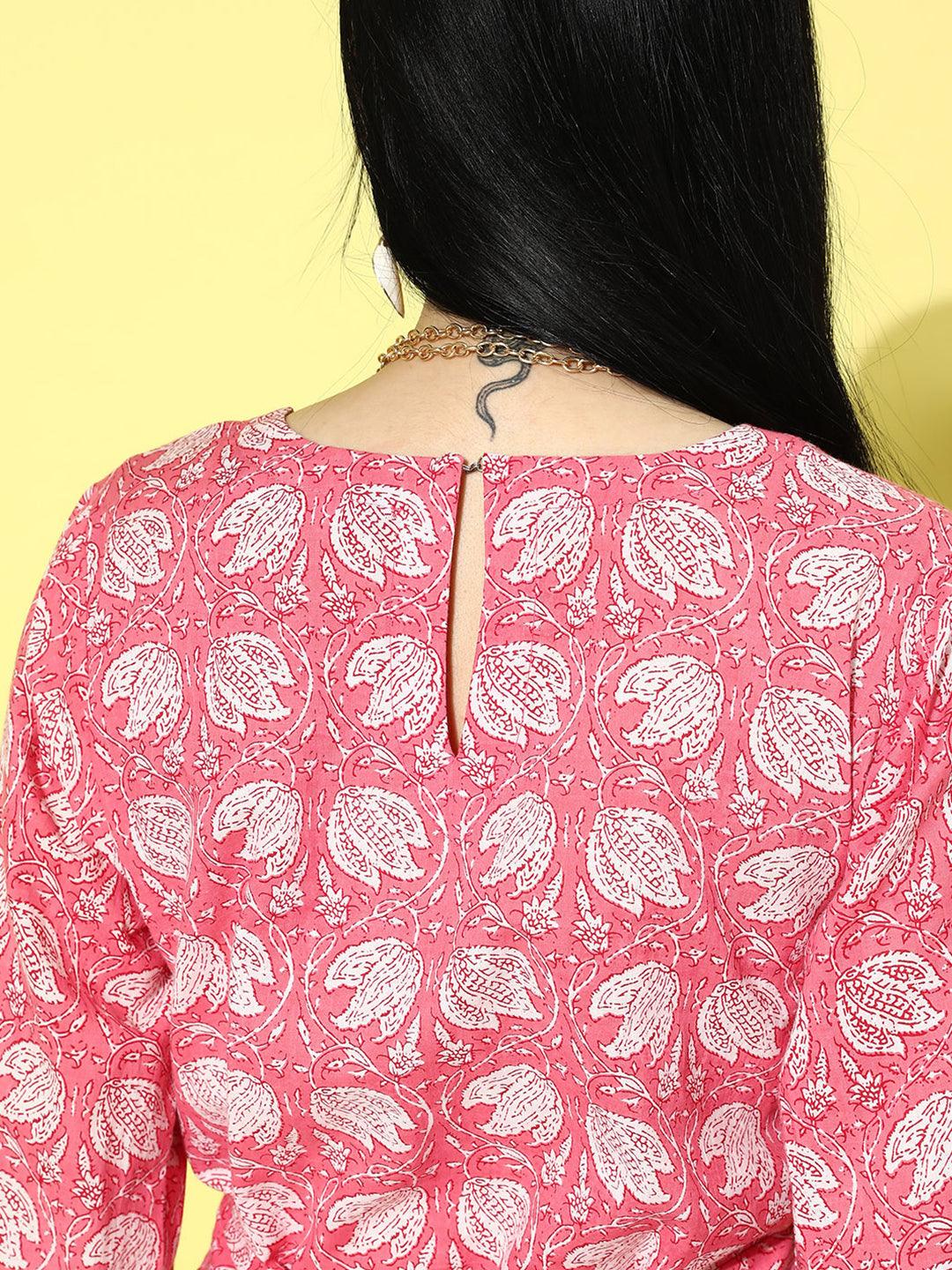 Pink Printed Cotton Night Suit - ShopLibas 