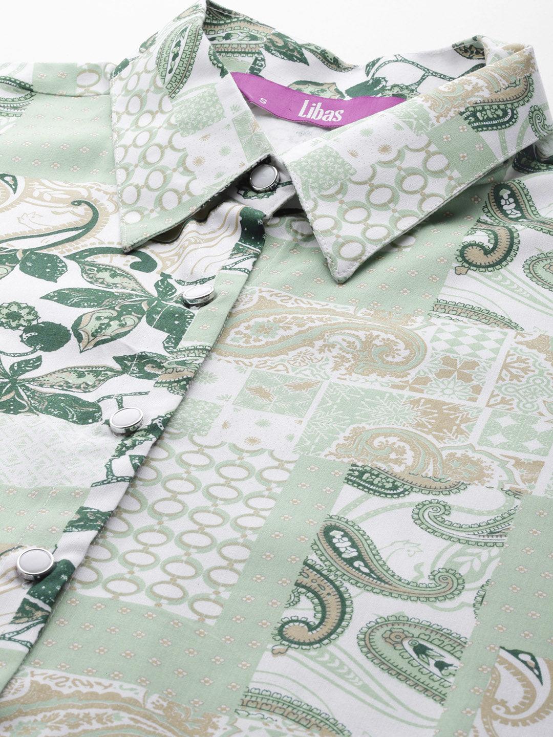 Green Printed Rayon Co-Ords - ShopLibas 
