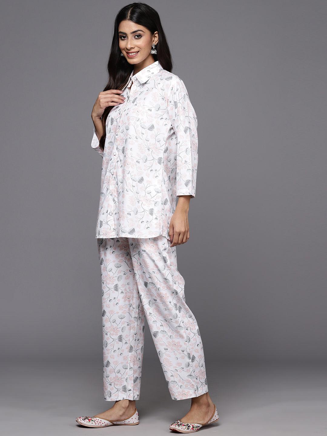 White Printed Rayon Co-Ords - ShopLibas 