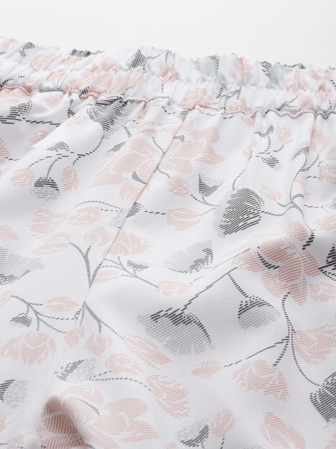 White Printed Rayon Co-Ords - ShopLibas 