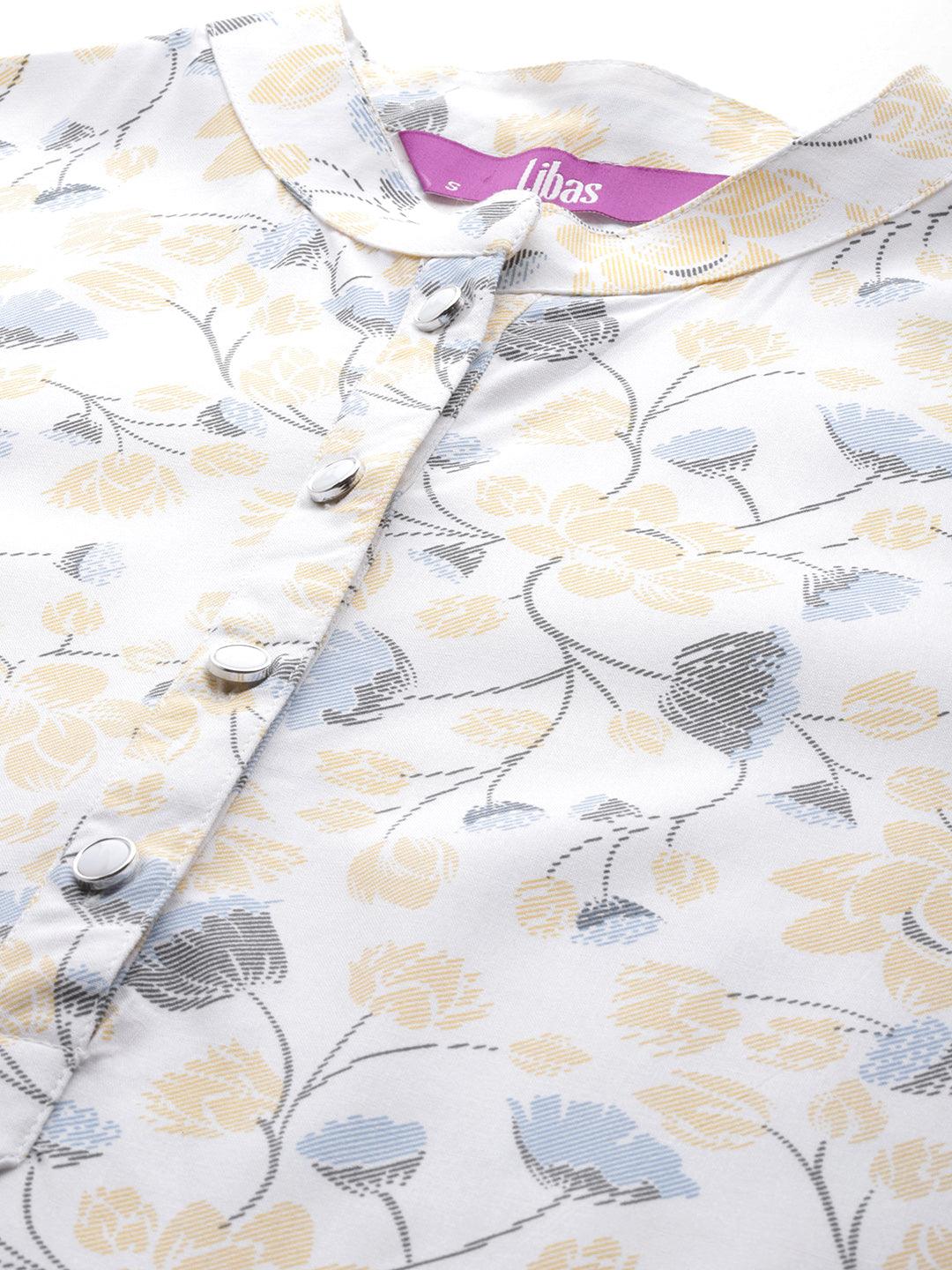 White Printed Rayon Co-Ords - ShopLibas 