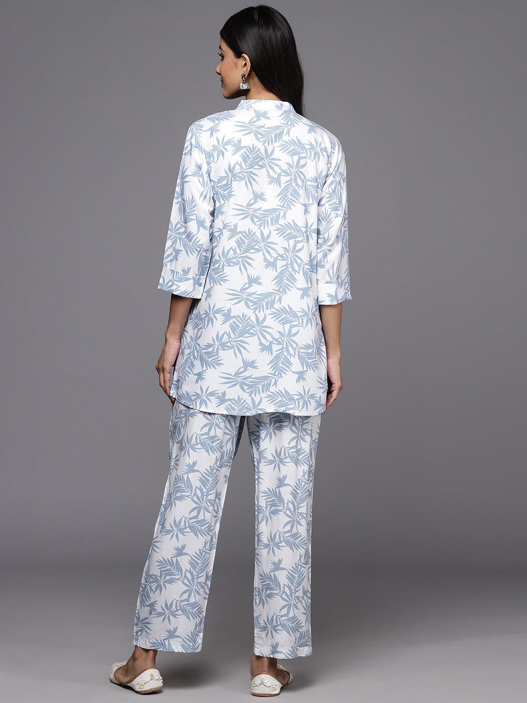 White Printed Rayon Co-Ords - ShopLibas 