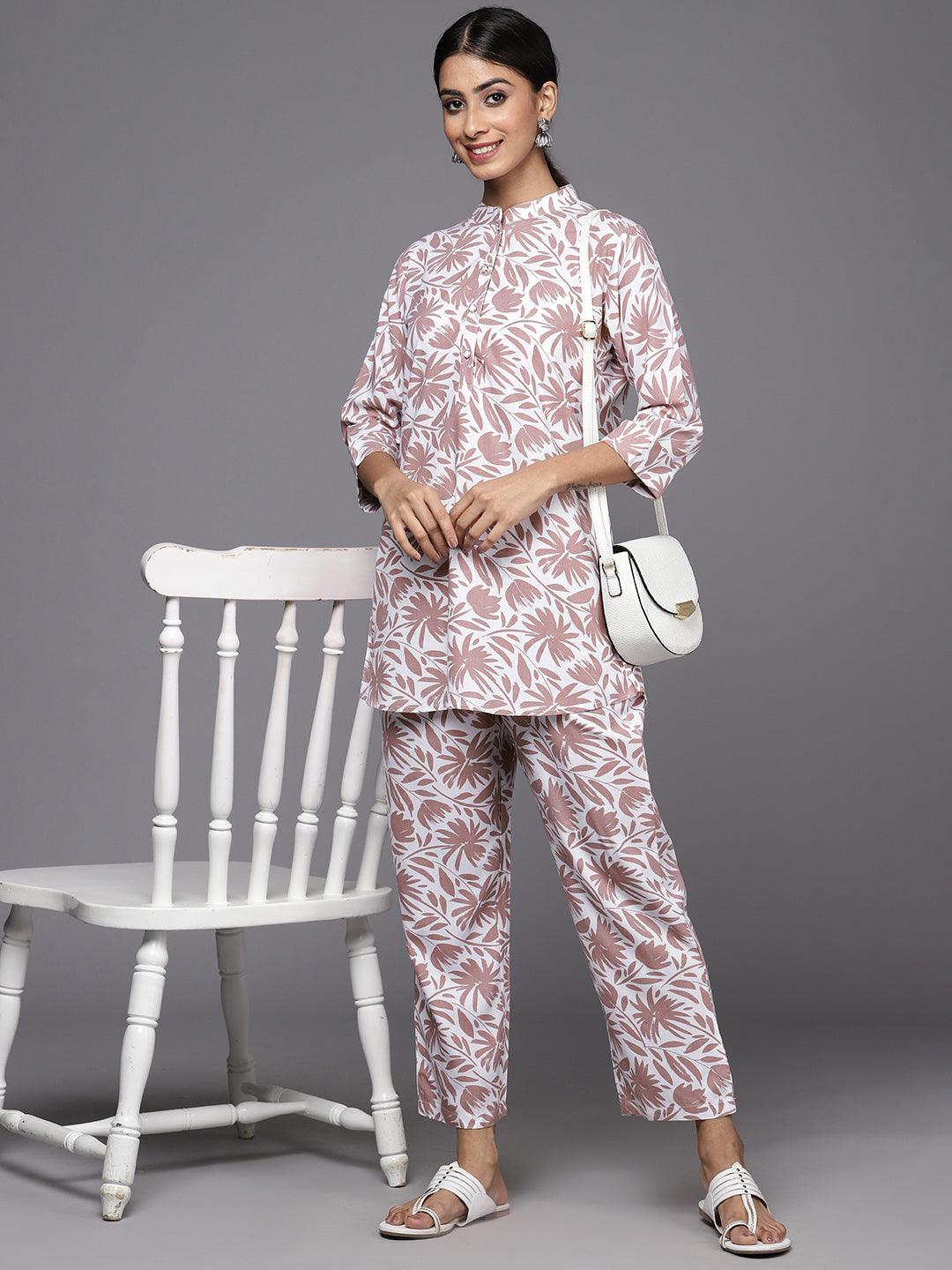 White Printed Rayon Co-Ords - ShopLibas 