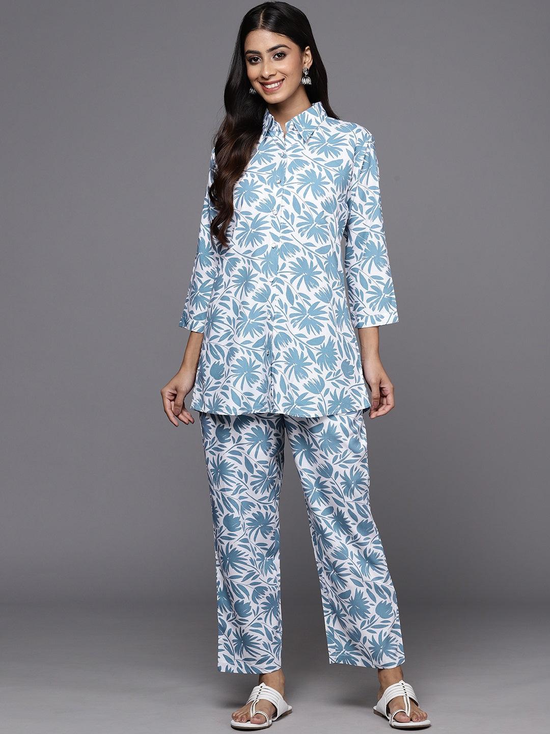 White Printed Rayon Co-Ords - ShopLibas 