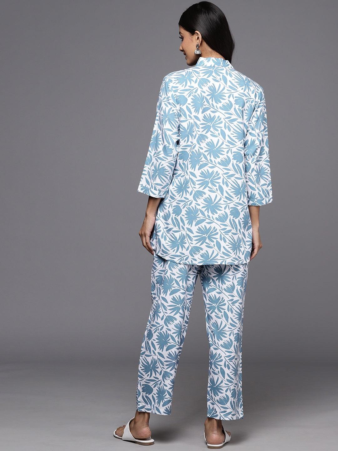 White Printed Rayon Co-Ords - ShopLibas 