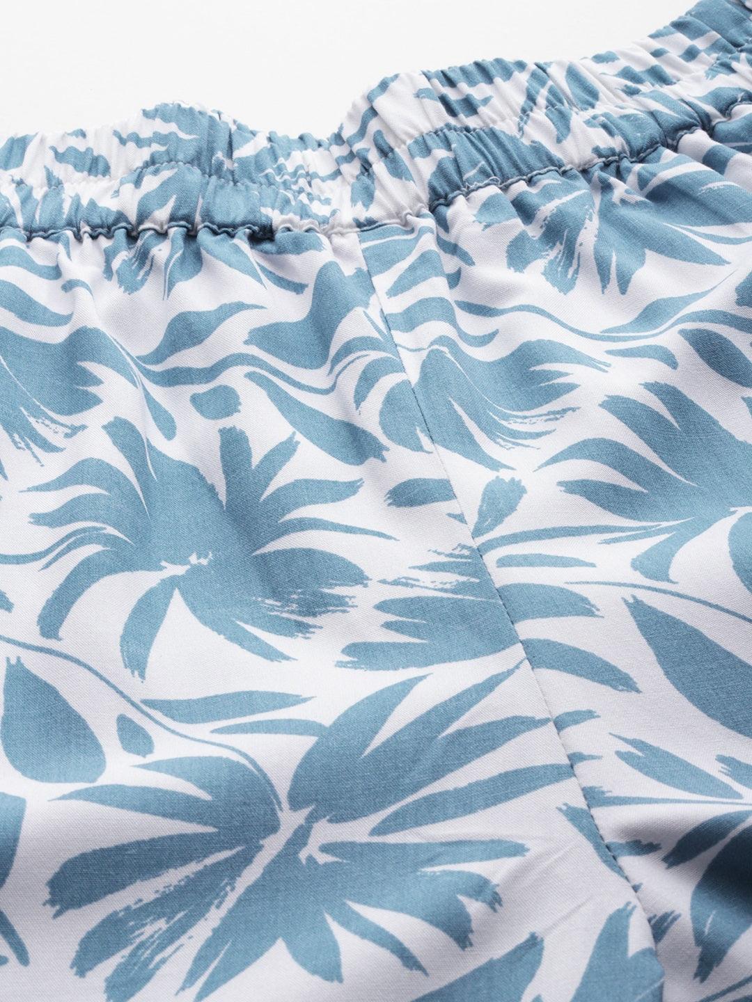 White Printed Rayon Co-Ords - ShopLibas 