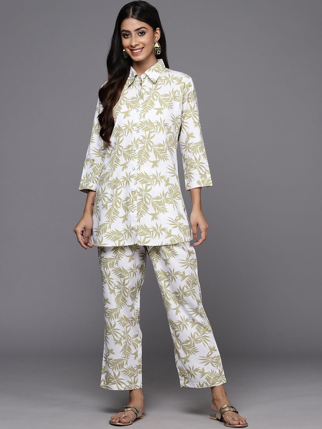 White Printed Rayon Co-Ords - ShopLibas 