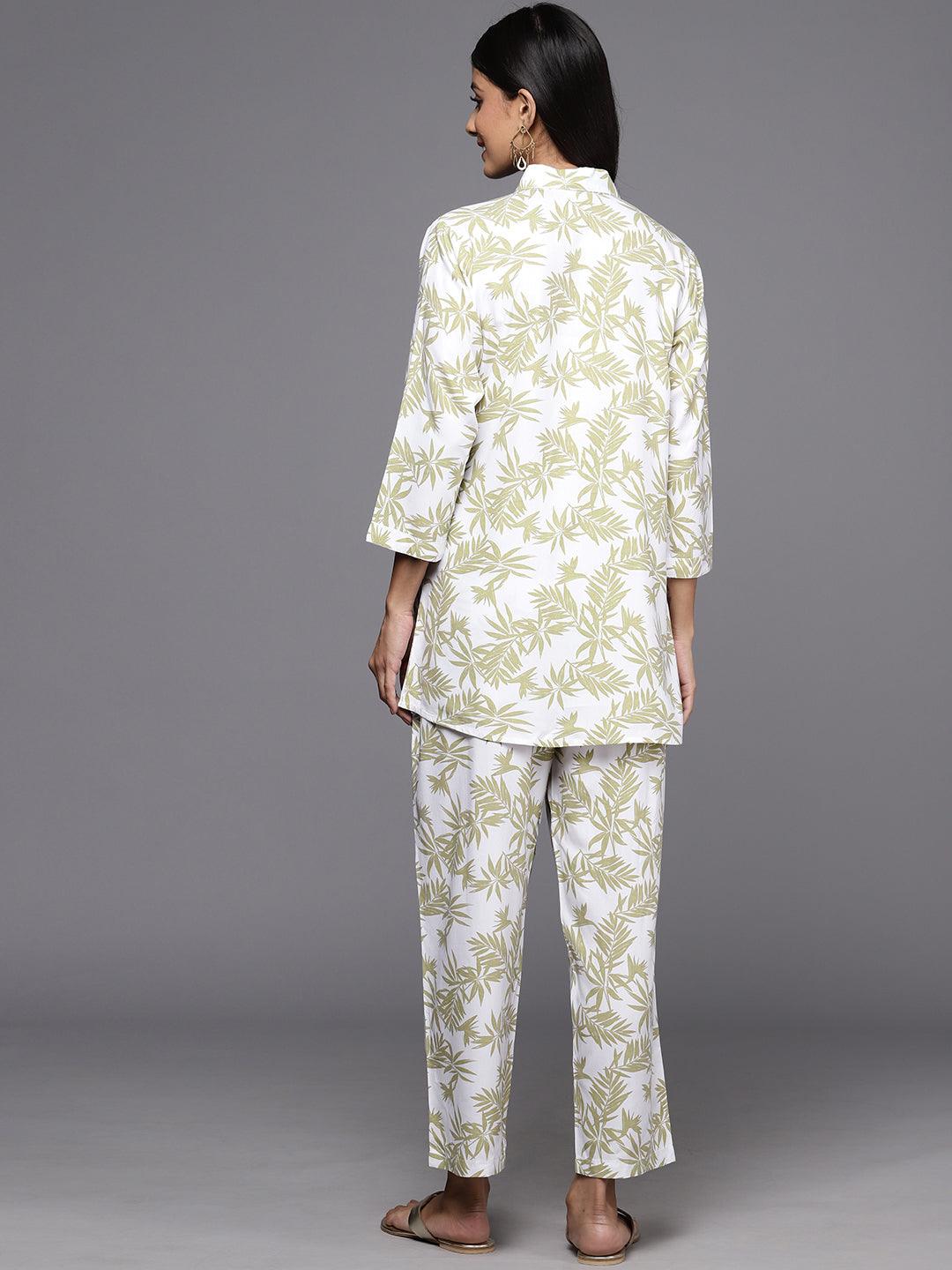 White Printed Rayon Co-Ords - ShopLibas 