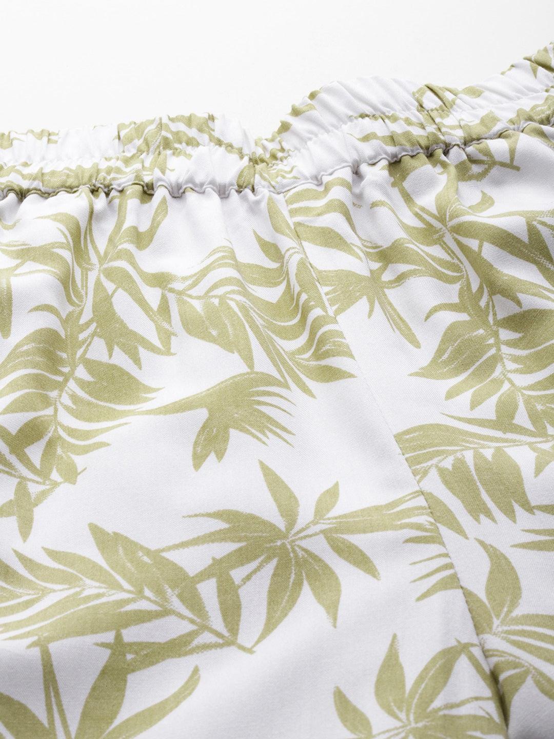 White Printed Rayon Co-Ords - ShopLibas 