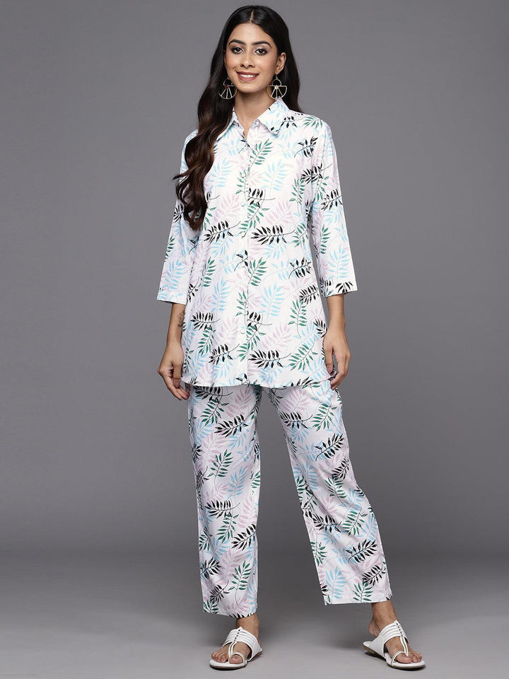White Printed Rayon Co-Ords