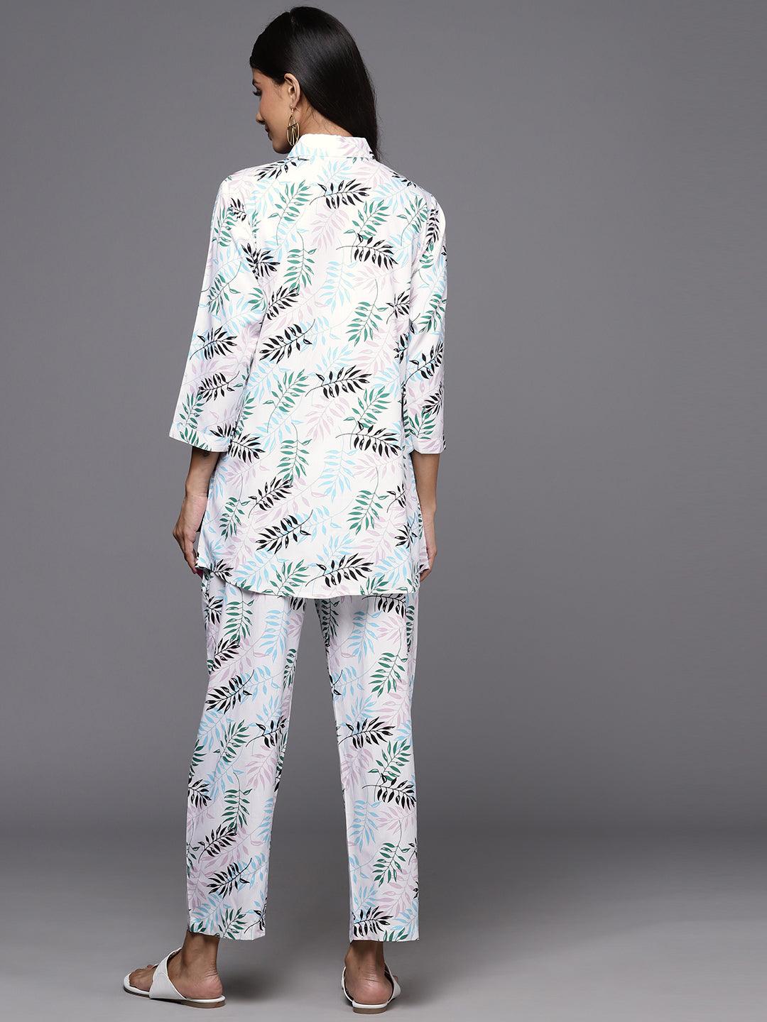 White Printed Rayon Co-Ords - ShopLibas 